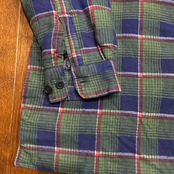 Lumber Jack Vintage 80s Quilt Lined Flannel Jacket Green Navy Men's Size XL - Picture 4 of 10